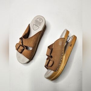 J Rubio Womens Sandal US 6 EU 36 Wood Platform Spring Leather Strap